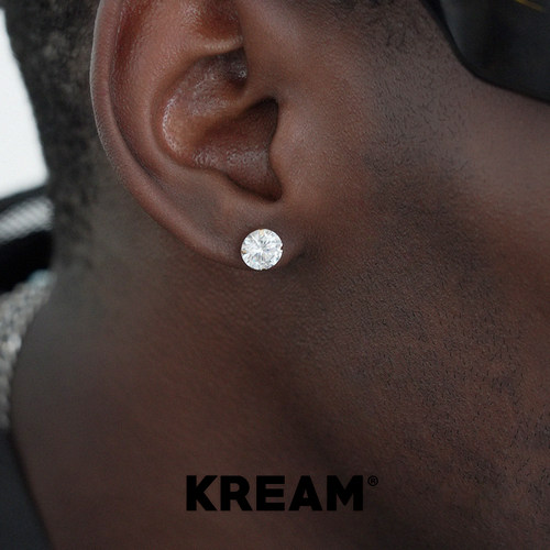 KREAM 10K真金gold claw Zircon Earrings 纯金钻石耳钉男女 锆石 - 图0