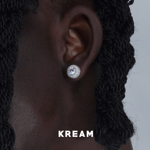 KREAM S925纯银 超闪群镶满钻锆石耳钉设计感小众男嘻哈女同款 - 图0