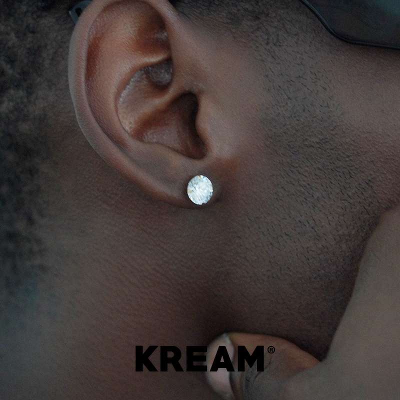 KREAM 10K真金gold claw Zircon Earrings纯金钻石耳钉男女锆石-图2