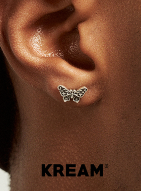 KREAM 纯银做旧蝴蝶耳钉男女同款欧美嘻哈 butterfly earring