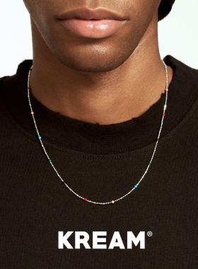 KREAM 纯银 超细锁骨链彩色滴油圆珠项链男毛衣链女