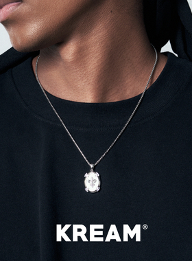KREAM 925银椭圆贝壳十字鸢尾徽章吊坠男欧美嘻哈项链女毛衣链