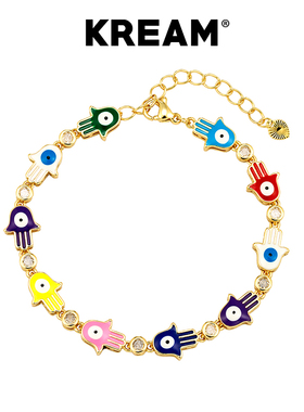 KREAM彩色法蒂玛之手十字手链