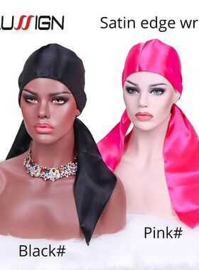 Quality Fashion Satin Scarf For Eags Silk Wig Wrap Black Pin