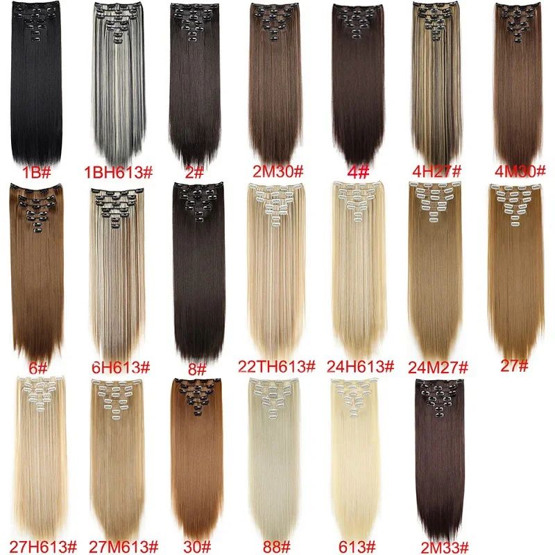 24Inch Synthetic 7Pcs/set Long Straight Hair Extension 16Cli - 图1