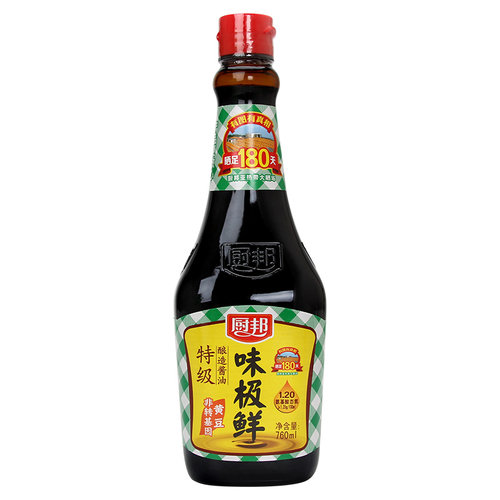 厨邦味极鲜酱油760ml酿造酱油炒菜凉拌点蘸清蒸点蘸调味品 - 图0