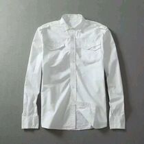 Current Year Classroom Foreign Trade Raw Single Pure Cotton Long Sleeve Shirt White Double Pocket Casual Shirt Minimalist Clean Big Code Mens Clothing