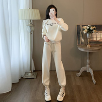 Eurosport Leisure Suit Womens Autumn Winter Fashion Ocean Air Mesh Red Fried Street Plus Suede Thickened Necrotsuit Pants Two Sets