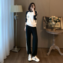 Online Red Sports Casual Suit Women Spring Autumn 2023 New Fashion Foreign Air Weight Reduction and Canopy Clothing two sets