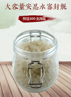 2026真安忍水大盐仓玻璃瓶子摆件化解厕所西北床头朝西粗海盐铜钱