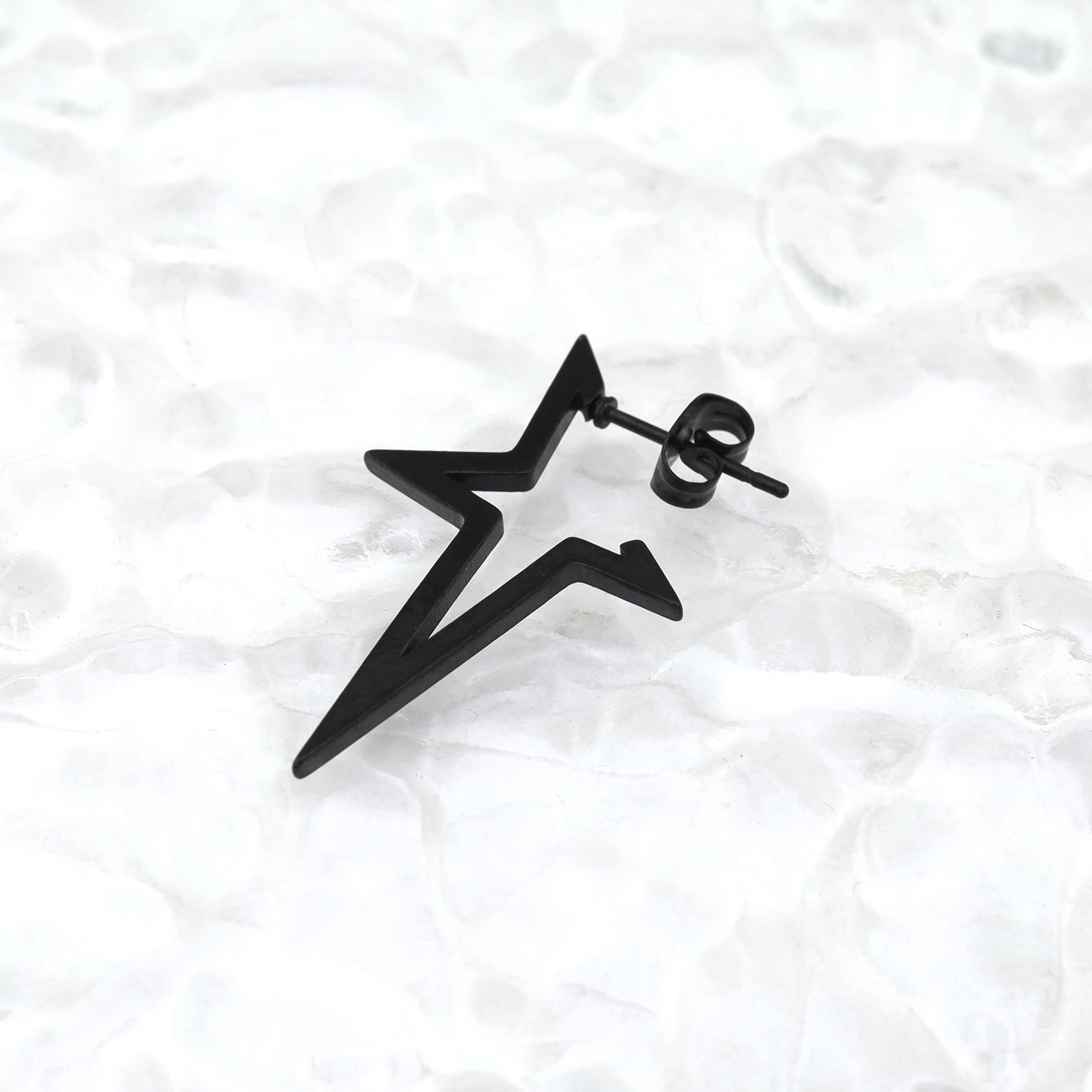 Shinma钛钢五角星耳钉耳骨钉暗黑色银色亚比朋克穿刺耳饰 - 图1