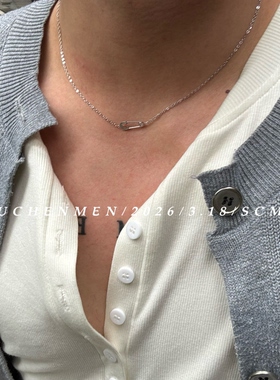 SCMEN 925镀银回形针项链女时尚气质百搭锁骨链韩国韩版几何项