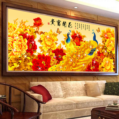 蒙娜丽莎新品十字绣2026新款线绣金孔雀开屏花开富贵牡丹手工刺绣 - 图3