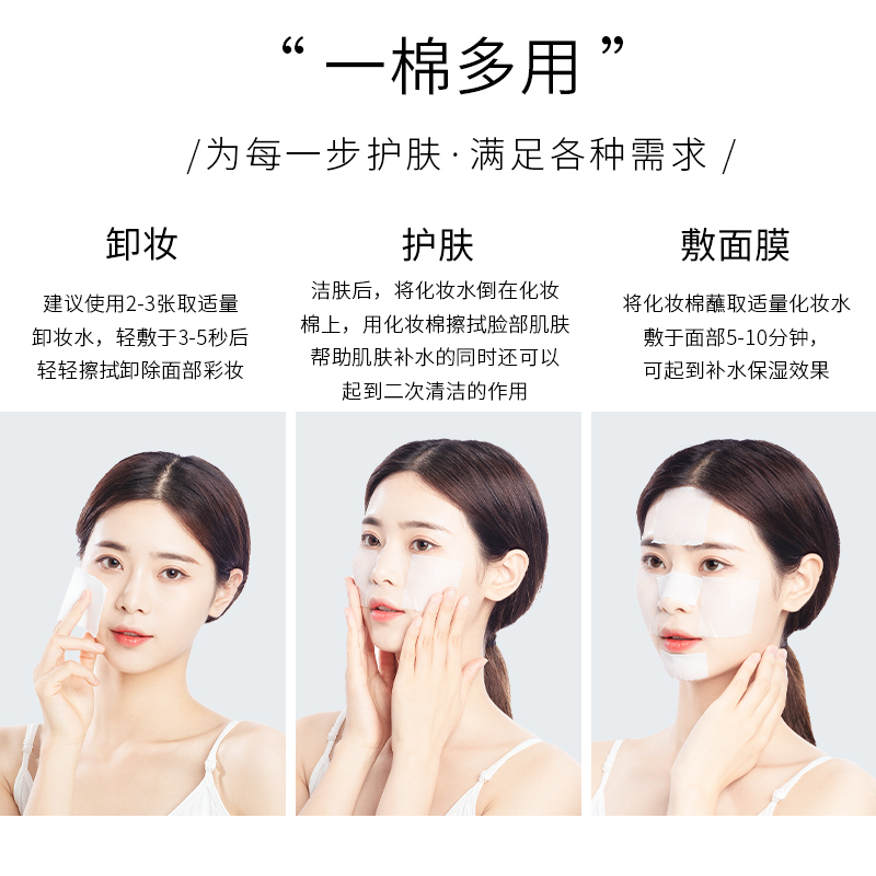 健美创研旗舰店【3盒兔斯基】1100片化妆棉卸妆棉卸妆用脸部眼部唇部湿敷专用1