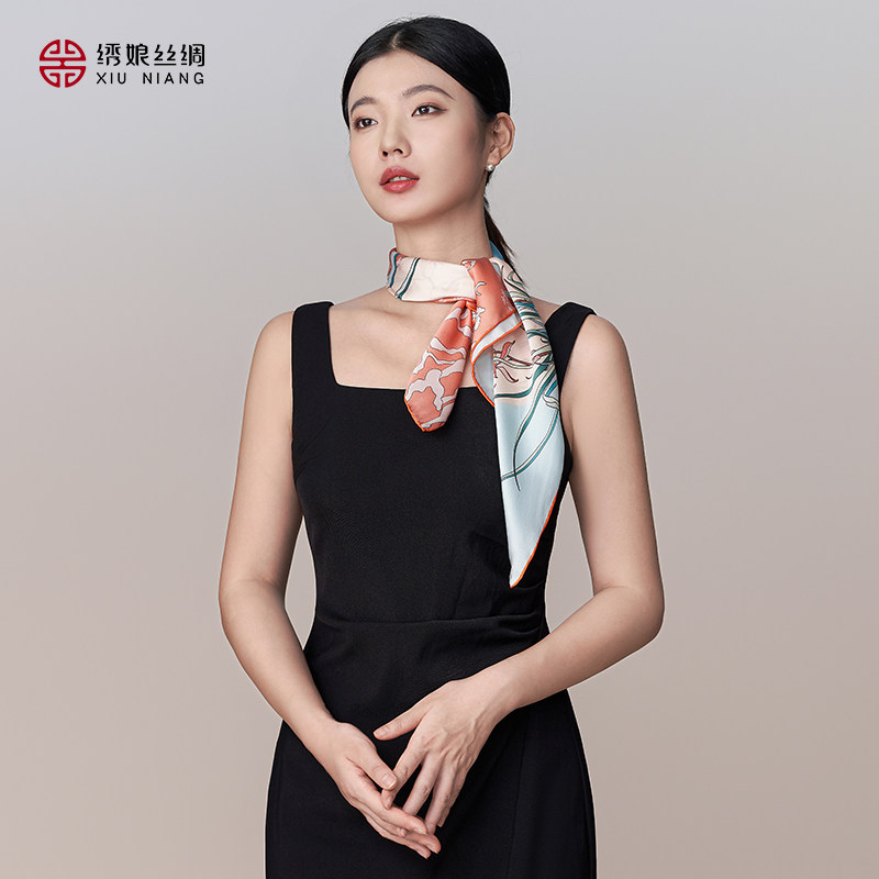 绣娘丝绸新款真丝丝巾100%桑蚕丝方巾披肩外搭高级送女友妈妈礼物 - 图1