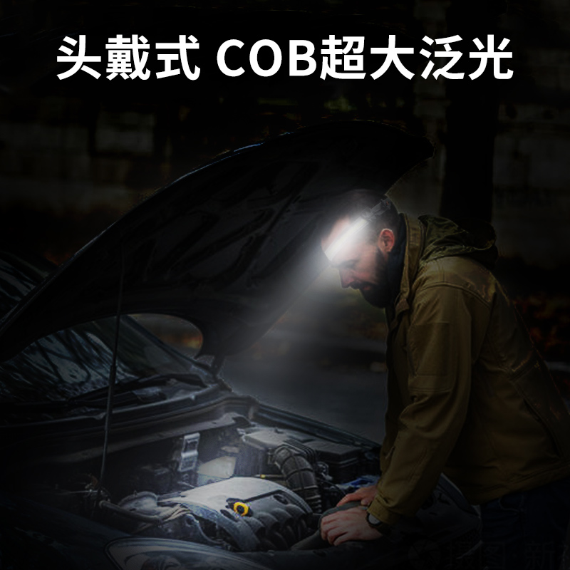 LED汽修修理头灯头戴式户外多用途轻便头带灯强光usb充电超亮照明