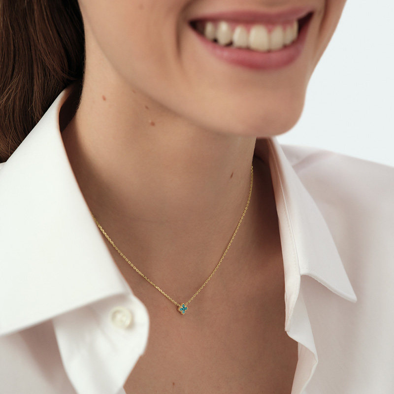 AGATHA/瑷嘉莎幸运四叶花迷你项链优雅感锁骨链法式圣诞礼物