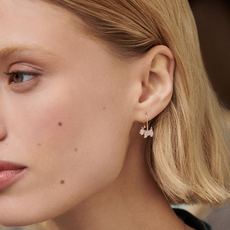 AGATHA/瑷嘉莎爱心小狗耳环纯银法式优雅小众耳饰轻奢圣诞礼物