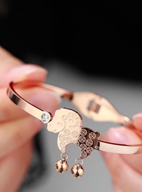 多款可选 特价疯抢 生肖羊手环18K玫瑰金小羊铃铛手镯女韩版彩金