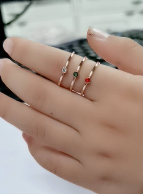 多色入实物拍摄 镶钻尾戒 玫瑰金 戒指 玫瑰金戒指 女 情 戒指