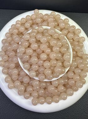 天然和田玉色藕粉散珠粉色玉石珠子圆珠diy手工串珠半成品材料