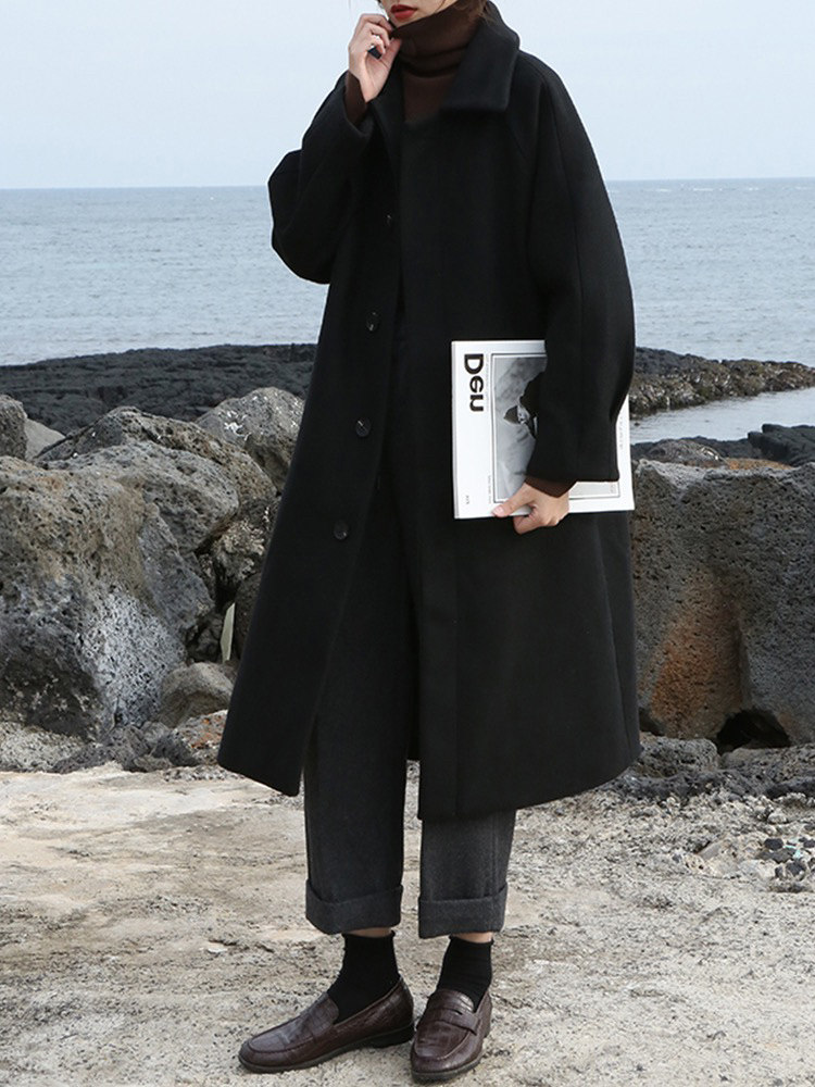 黑色毛呢外套2020年秋冬季新款气质 绣客毛呢外套