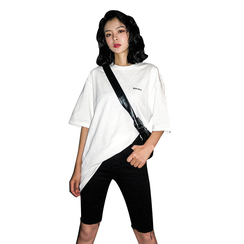 黑色牛仔女高腰运动骑行五分裤短裤 千阁牛仔裤