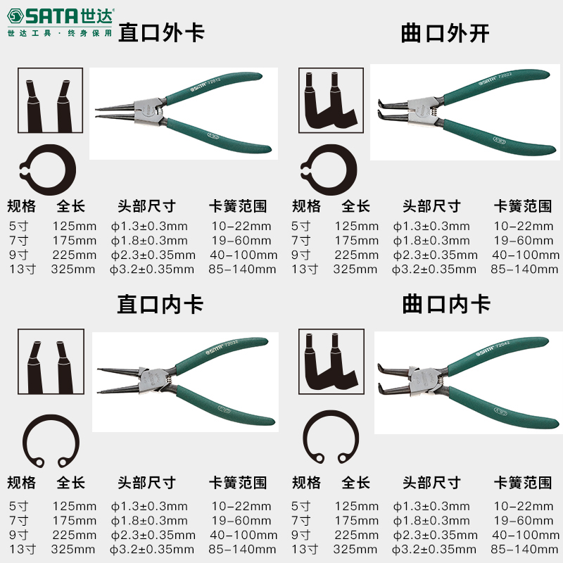世达卡簧钳子卡黄钳内卡外卡挡圈钳轴用卡环钳多功能卡环钳子5寸 - 图3