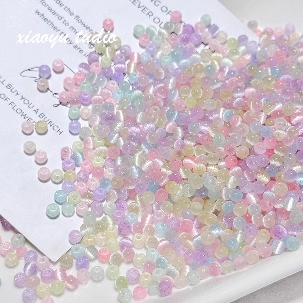 4mm猫眼石手链diy材料女孩手工串珠米珠散珠水晶小玩具儿童穿珠子,淘宝优惠券,粉丝福利购,淘宝优惠卷