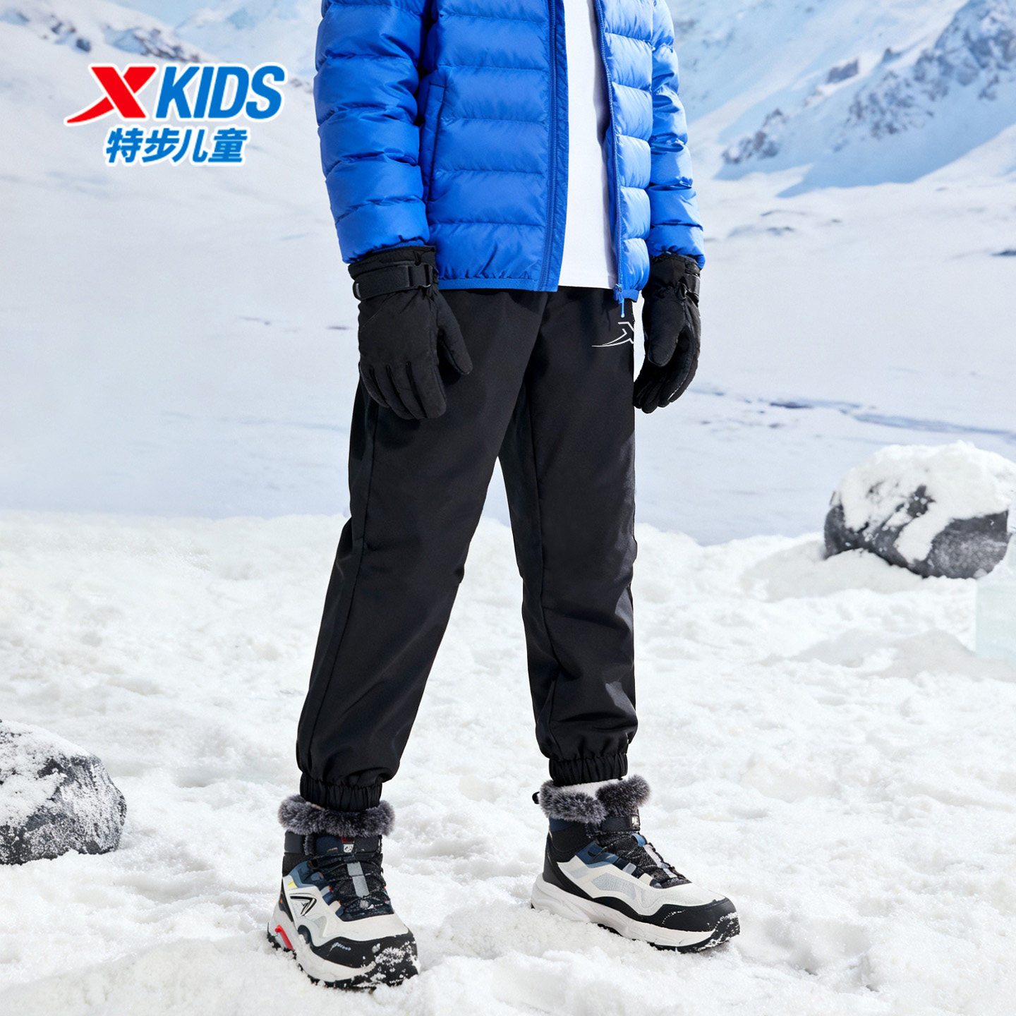 特步儿童冬季加绒裤子男童热暖绒运动裤男孩加厚棉裤冬季黑色卫裤,淘宝优惠券,粉丝福利购,淘宝优惠卷