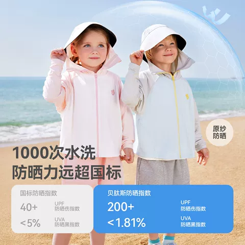贝肽斯凉盾儿童防晒衣轻薄冰丝男女宝宝防晒服婴儿凉感薄款外套夏 图片 2