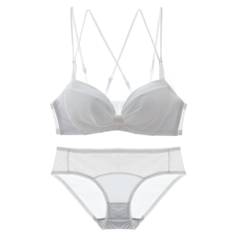 美背文胸套装白色性感聚拢夏季超薄 梦惑文胸