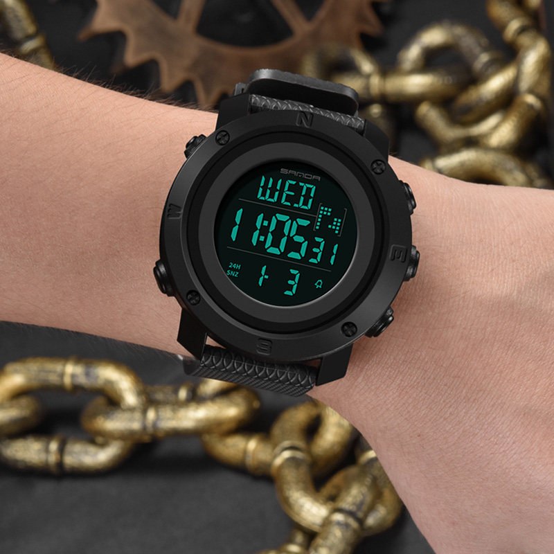 多功能户外男学生双显防水潮男表 三达手表国产腕表