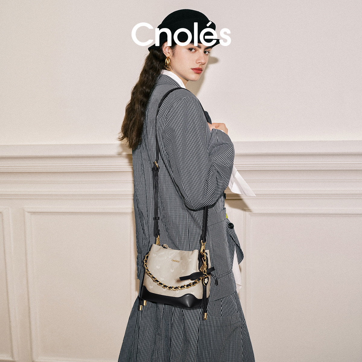 【明星同款】Cnoles蔻一爱心菱格水桶包女新款精致小包单肩斜挎包,淘宝优惠券,粉丝福利购,淘宝优惠卷