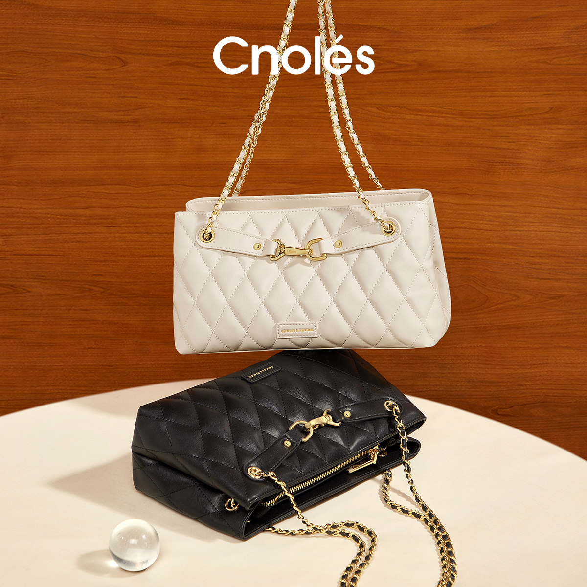 Cnoles蔻一小香风链条包女斜挎高级感百搭单肩腋下包包女2025新款 - 图1