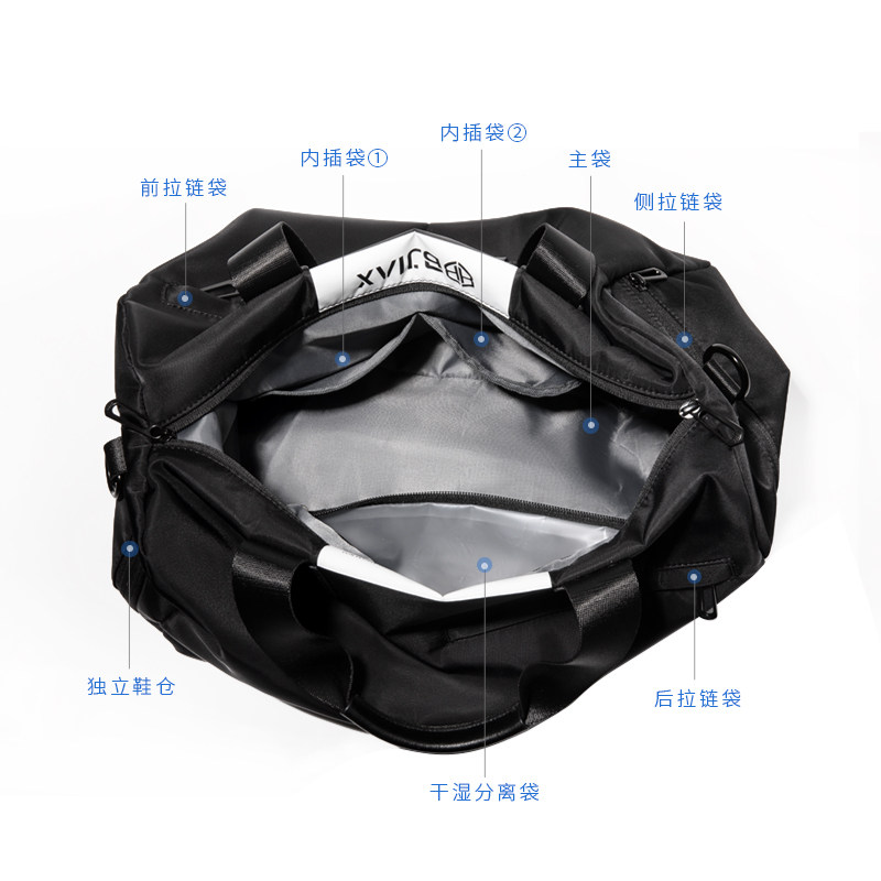 Wet and dry separate gym bag with shoe compartment