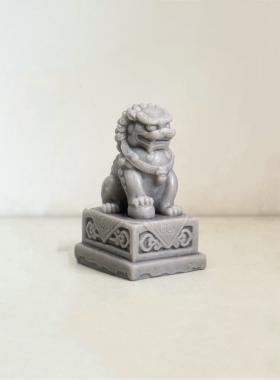 中式清水混凝土石狮子镇宅摆件