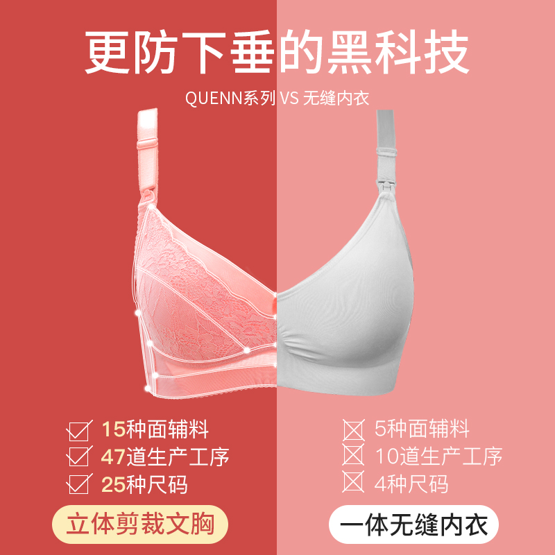十月皇后旗舰店十月皇后哺乳内衣夏季产后喂奶聚拢防下垂怀孕期纯棉孕妇文胸罩女0