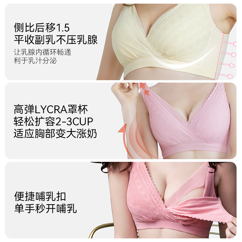 哺乳文胸产后孕妇内衣怀孕期哺乳内衣聚拢防下垂喂奶薄款蕾丝,淘宝优惠券,粉丝福利购,淘宝优惠卷