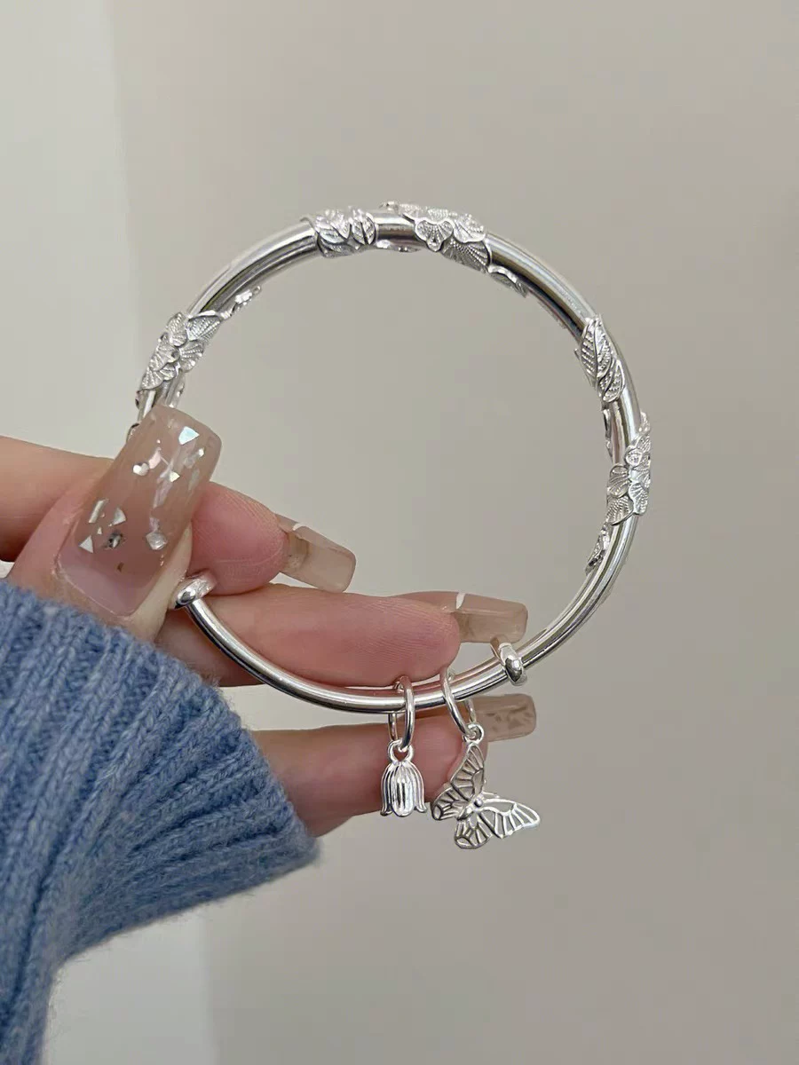 Серебряный браслет, женский браслет, аксессуар, стиль легкой роскоши, тонкое плетение
