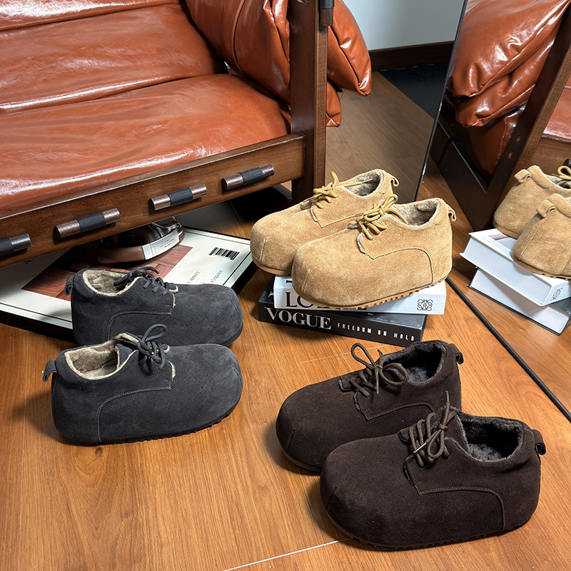 复古真皮大头面包鞋女厚底松糕丑萌勃肯鞋小个子内增高加绒乐福鞋,淘宝优惠券,粉丝福利购,淘宝优惠卷