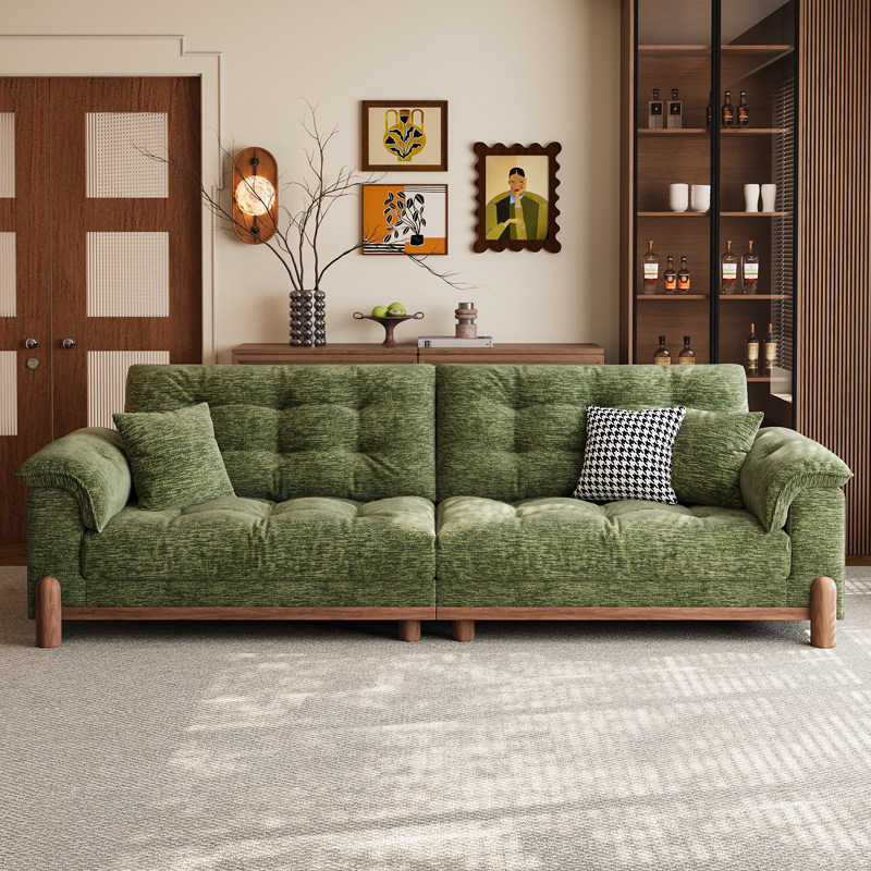 中古风布艺沙发客厅小户型2025新款复古绿色雪尼尔可拆洗皮布沙发,淘宝优惠券,粉丝福利购,淘宝优惠卷