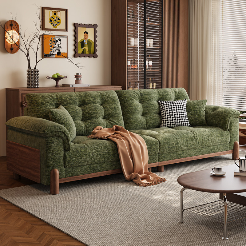 中古风布艺沙发客厅小户型2025新款复古绿色雪尼尔可拆洗皮布沙发,淘宝优惠券,粉丝福利购,淘宝优惠卷