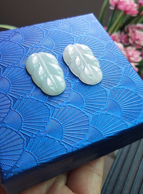 【天然翡翠玉坠】缅甸A货糯冰叶子吊坠精工雕刻金枝玉叶树叶 挂坠