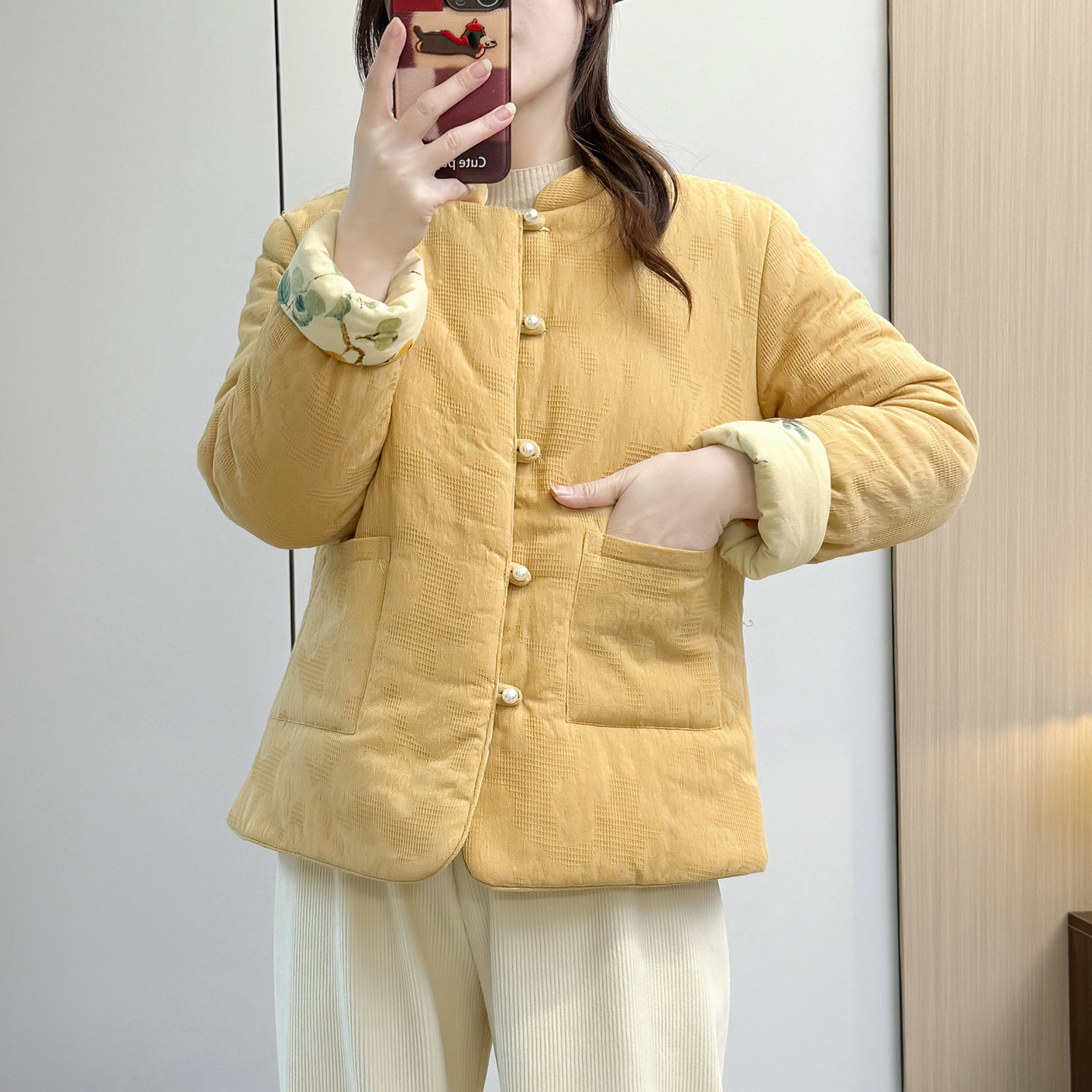 新中式中国风复古盘扣碎花棉服女2025冬季立领加厚保暖花棉袄外套 - 图2