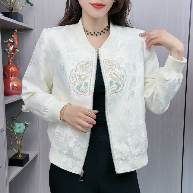 New Chinese style national style embroidered baseball jacket for small men