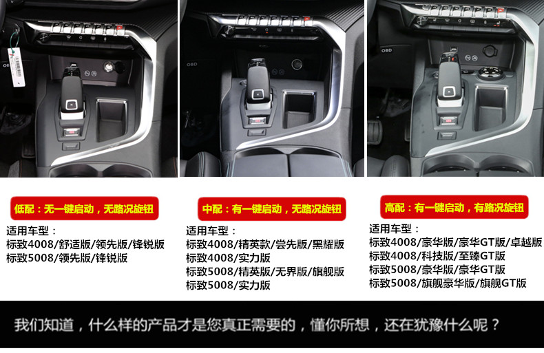 标致新4008 5008排挡装饰亮框标志4008汽车内饰改装专用排挡框片-图3