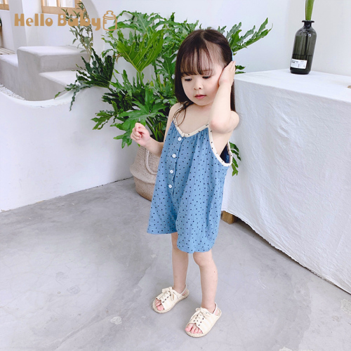 Girls' suspender Jumpsuit new summer 1 children's loose floral suspender shorts Korean baby foreign summer dress 2 years old