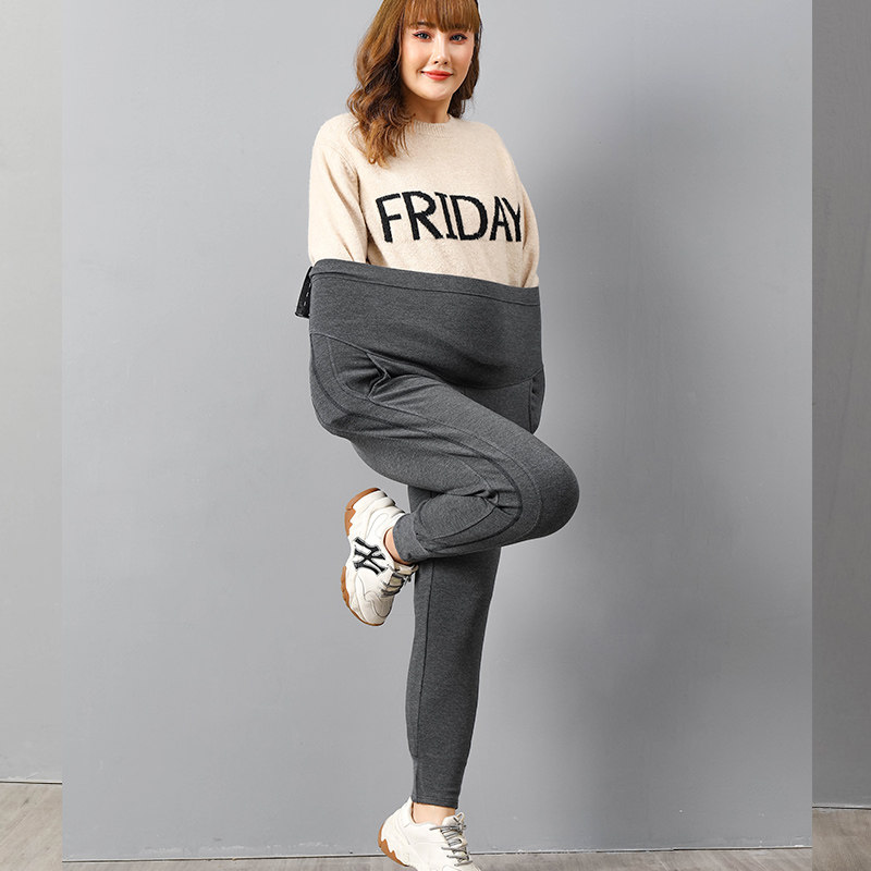 大码孕妇加绒厚款潮妈加肥打底裤 恋酷桥孕妇打底裤