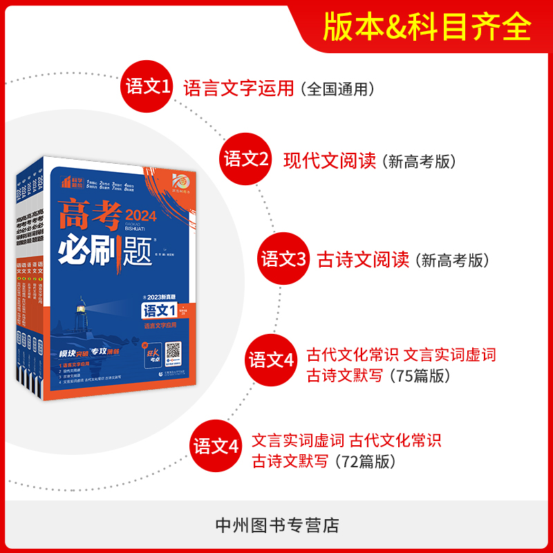 2024新版高考必刷题语文4 古代文化常识 文言实词虚词 古诗文默写 75篇版专项训练高考题型专高中文综套高三67高考理想树专题突破 - 图1